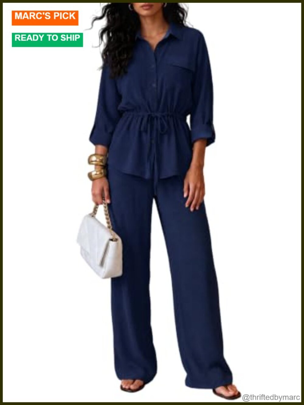 Dressy 2 Piece Pant Set Wide Leg Business Pantsuit with Pockets
